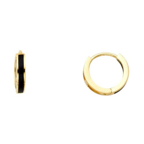 14K Yellow Gold Onyx Huggies Earringsrings