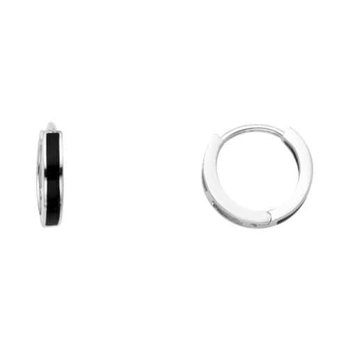 14K White Gold Onyx Huggies Earringsrings