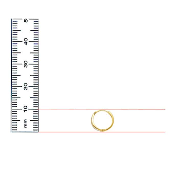 14K Yellow Gold Onyx & Cubic Zirconia Huggies Earring - Image 2