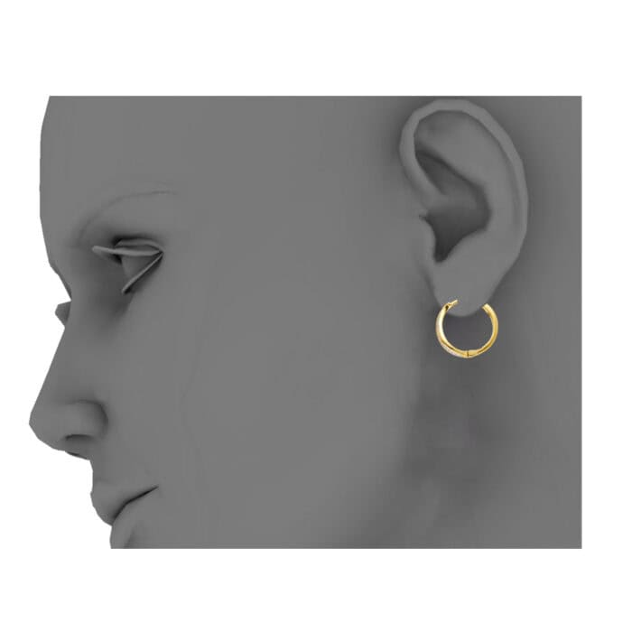 14K Yellow Gold Onyx & Cubic Zirconia Huggies Earring - Image 3