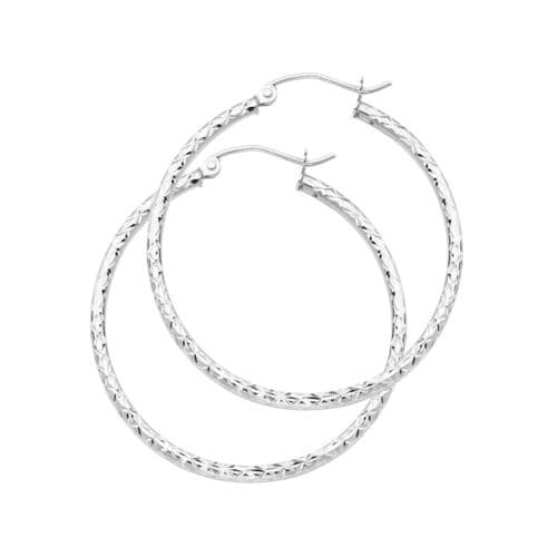14K White Gold 1.5mm Hoop Earrings