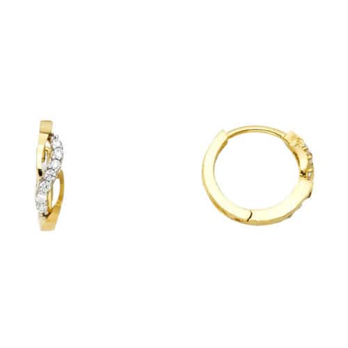 14K Yellow Gold Cubic Zirconia Huggies Earringsrings