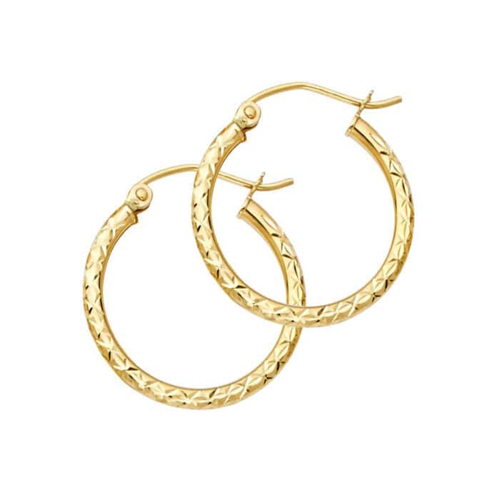 14K Yellow Gold 1.5mm Hoop Earrings
