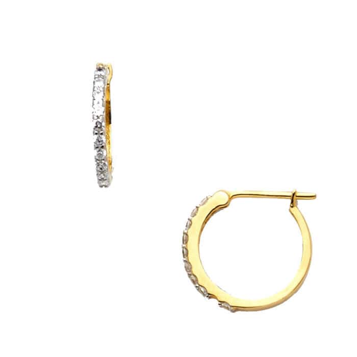 14K Yellow Gold Cubic Zirconia Huggies Earringsrings - Image 2