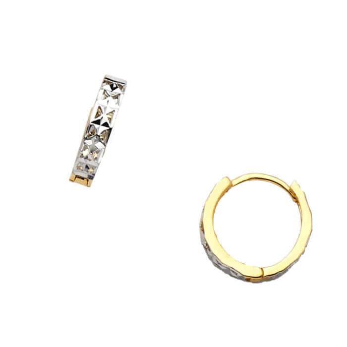 14K Two Tone Gold Cubic Zirconia Huggies Earringsrings - Image 3
