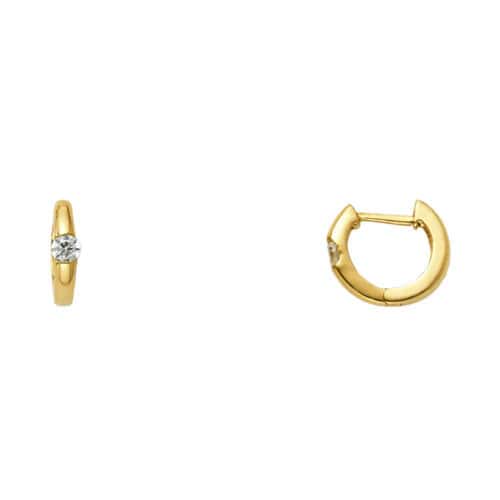 14K Yellow Gold Cubic Zirconia Huggies Earringsrings
