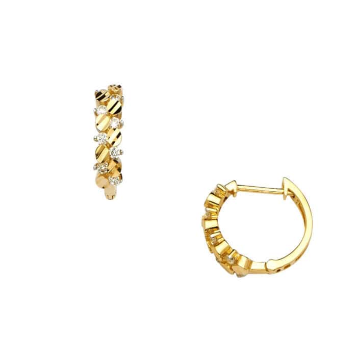 14K Yellow Gold Cubic Zirconia Huggies Earringsrings - Image 3