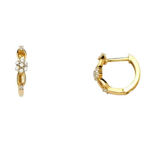 14K Yellow Gold Cubic Zirconia Huggies Earringsrings