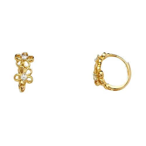 14K Yellow Gold Cubic Zirconia Huggies Earringsrings