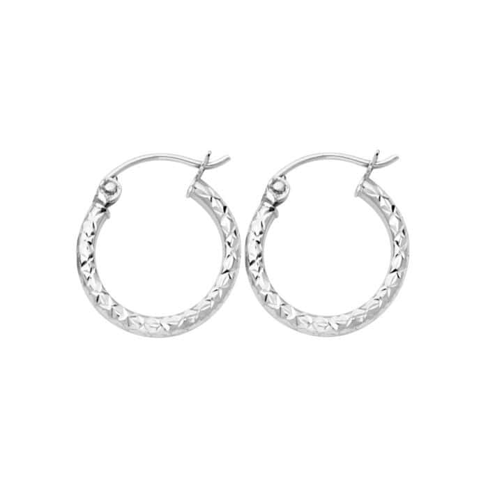 14K White Gold 1.5mm Hoop Earrings
