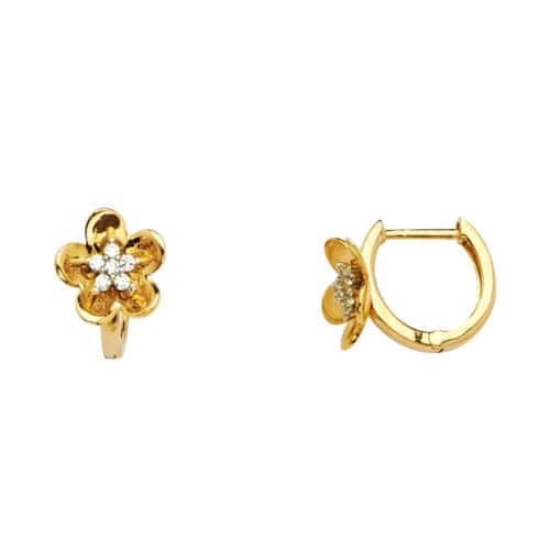 14K Yellow Gold Cubic Zirconia Huggies Earringsrings