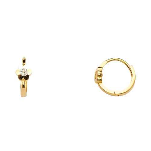 14K Yellow Gold Cubic Zirconia Huggies Earringsrings