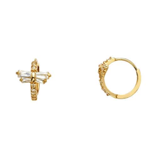 14K Yellow Gold Cubic Zirconia Huggies Earringsrings