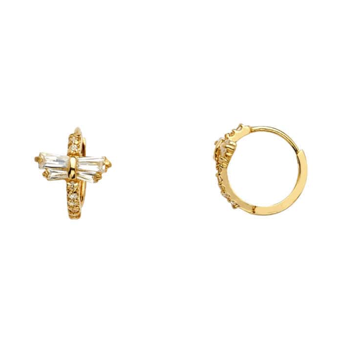 14K Yellow Gold Cubic Zirconia Huggies Earringsrings