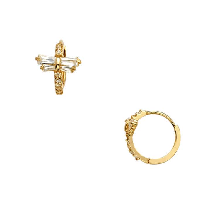 14K Yellow Gold Cubic Zirconia Huggies Earringsrings - Image 2