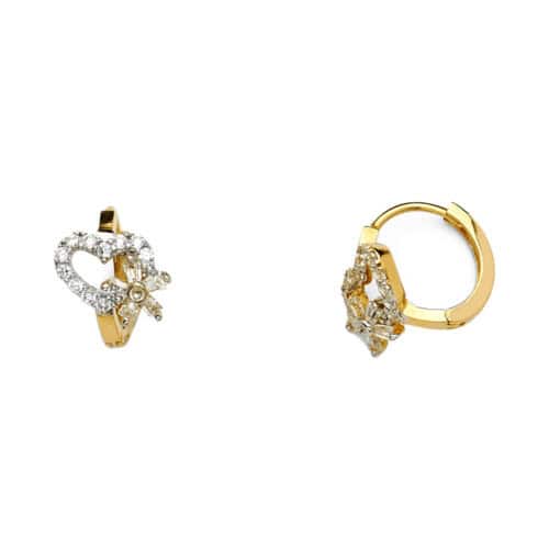 14K Yellow Gold Cubic Zirconia Huggies Earringsrings
