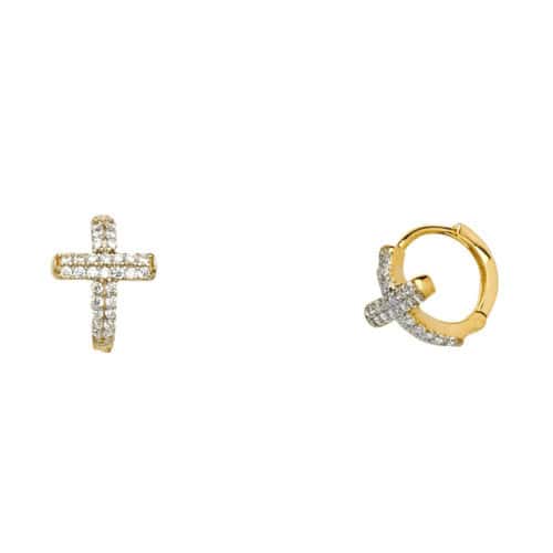 14K Yellow Gold Cubic Zirconia Huggies Earringsrings