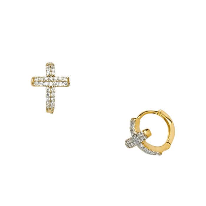 14K Yellow Gold Cubic Zirconia Huggies Earringsrings - Image 2