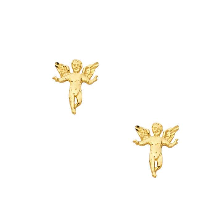 14K Yellow Gold Baby Angel Post Earrings - Image 3