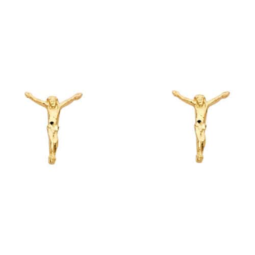 14K Yellow Gold Jesus Post Earrings
