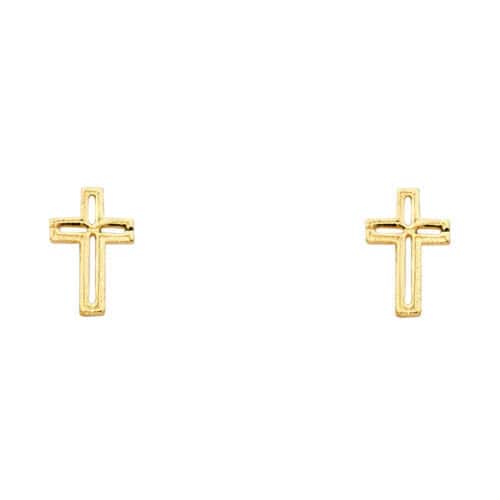 14K Yellow Gold Cross Post Earrings