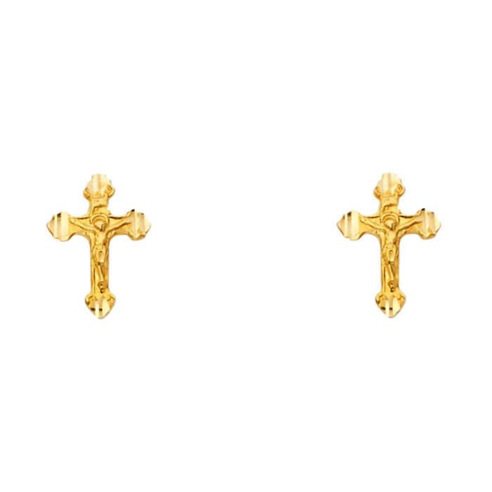 14K Yellow Gold Cross Post Earrings