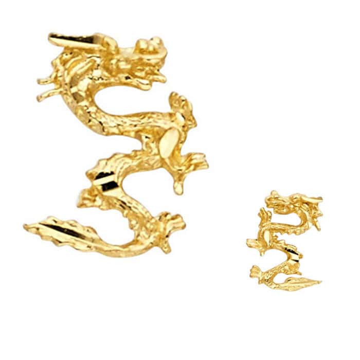 14K Yellow Gold Dragon Post Earrings - Image 2