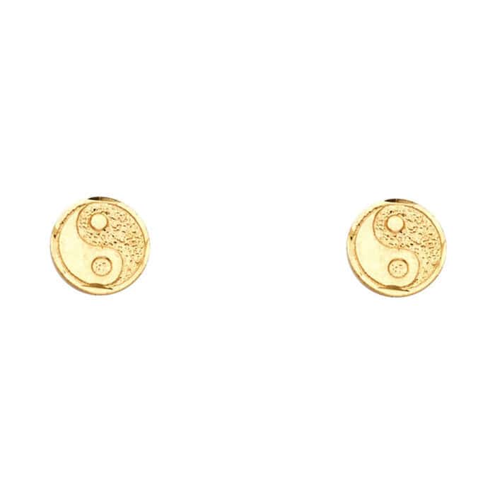 14K Yellow Gold Eastern Lucky Post Earrings