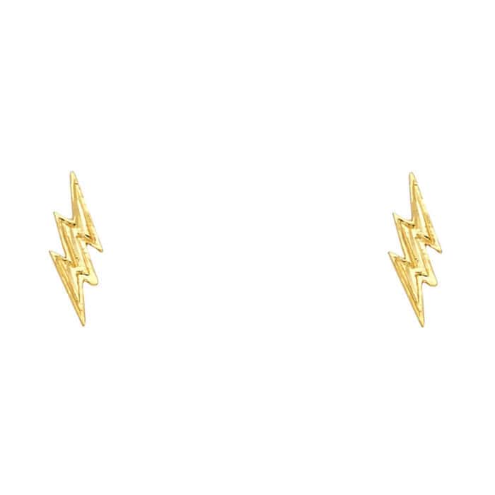 14K Yellow Gold Thunder Post Earrings