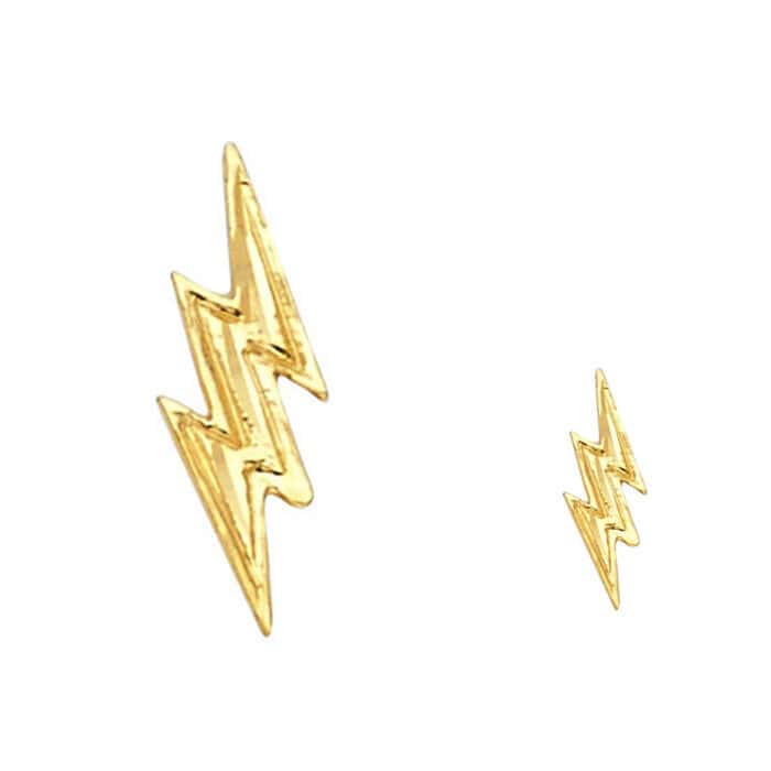 14K Yellow Gold Thunder Post Earrings - Image 3