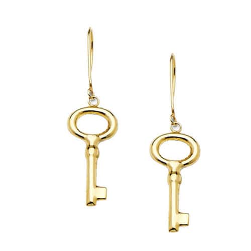 14K Yellow Gold Key Earrings