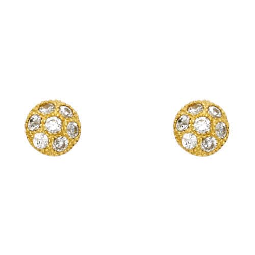 14K Yellow Gold Cubic Zirconia Ball Post Earrings
