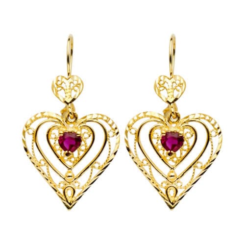 14K Yellow Gold Cubic Zirconia Chandelier Earrings