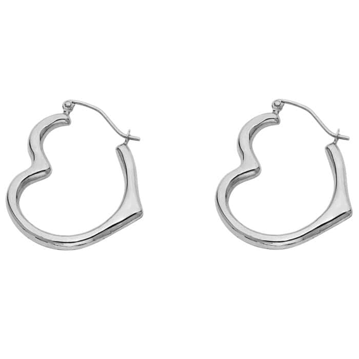 14K White Gold 3mm Heart Earrings