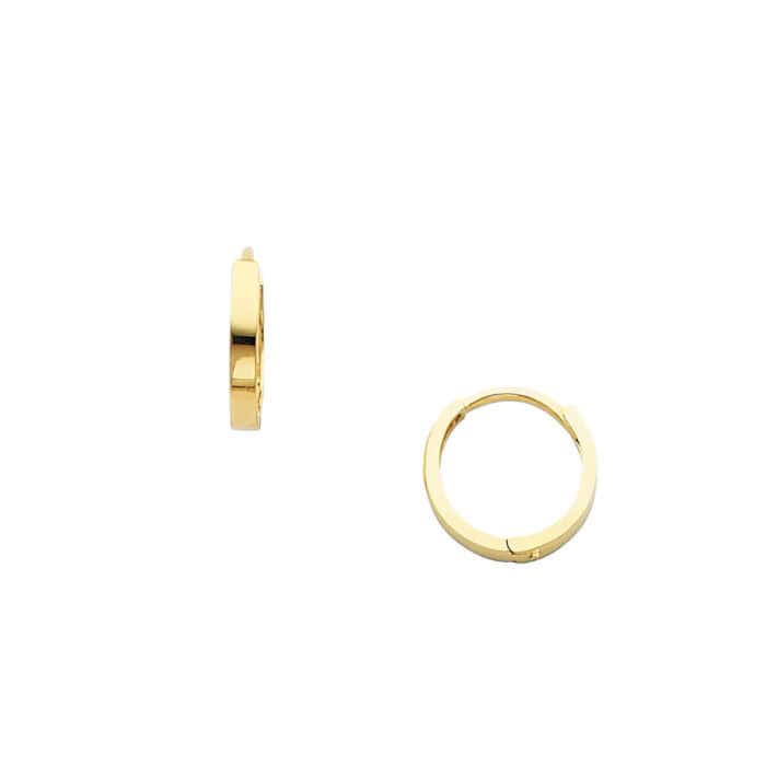 14K Yellow Gold 2mm Square Tube Huggies Earrings - Image 2