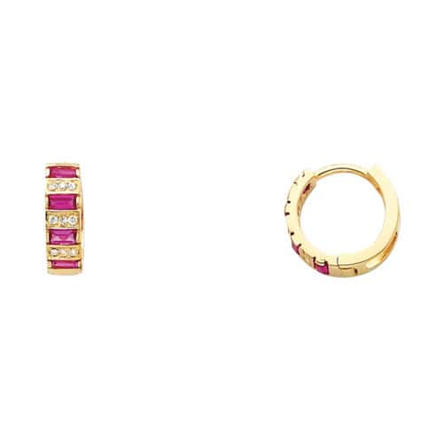 14K Yellow Gold 4mm Cubic Zirconia Huggies Earrings