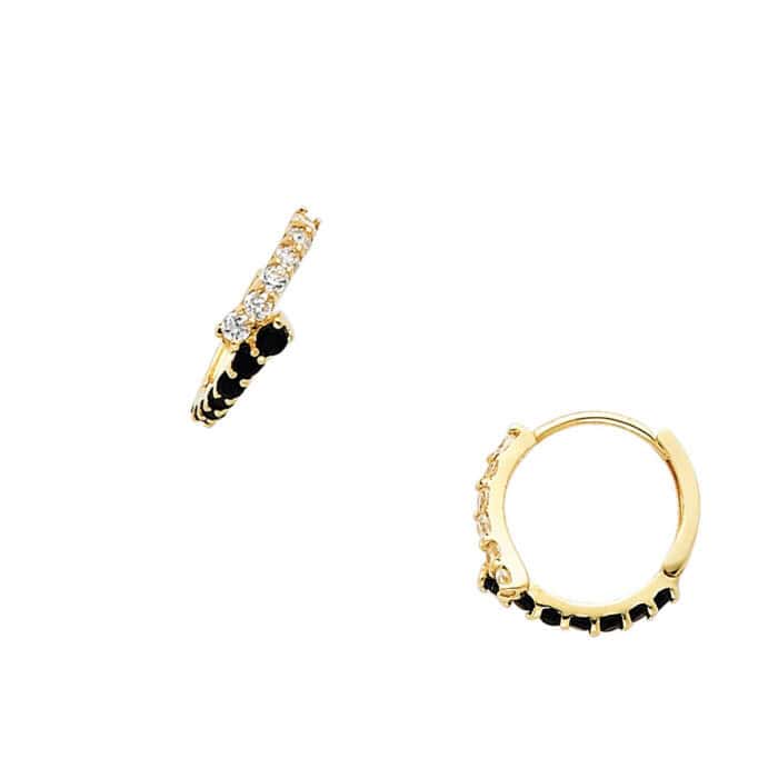 14K Yellow Gold 4mm Cubic Zirconia Huggies Earrings - Image 2