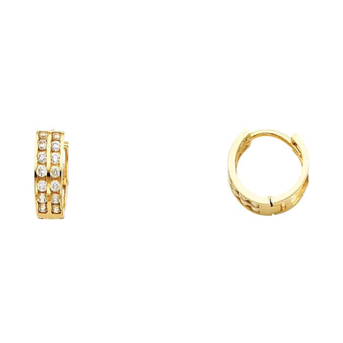 14K Yellow Gold 4mm Cubic Zirconia Huggies Earrings