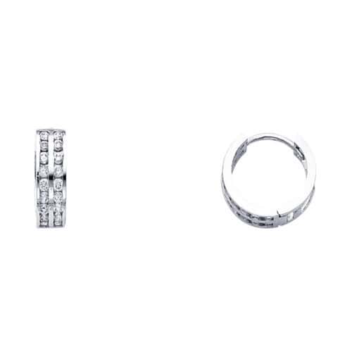 14K White Gold 4mm Cubic Zirconia Huggies Earrings