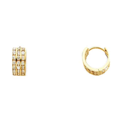 14K Yellow Gold 5mm Cubic Zirconia Huggies Earrings