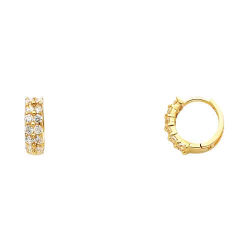 14K Yellow Gold 3mm Cubic Zirconia Huggies Earrings