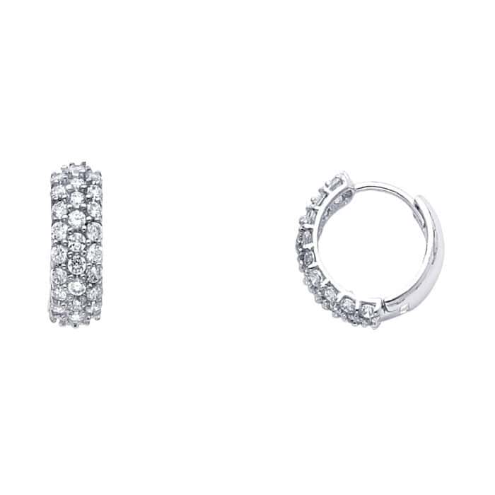 14K White Gold 5mm Cubic Zirconia Hoop Earrings