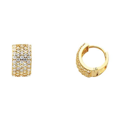 14K Yellow Gold 8mm Cubic Zirconia Huggies Earrings