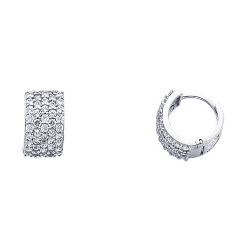 14K White Gold 8mm Cubic Zirconia Huggies Earrings