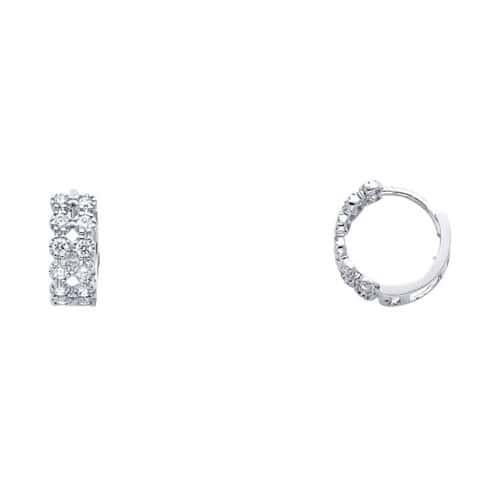 14K White Gold 4mm Cubic Zirconia Huggies Earrings