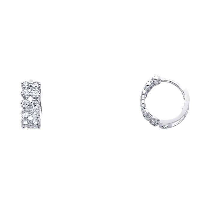 14K White Gold 4mm Cubic Zirconia Huggies Earrings