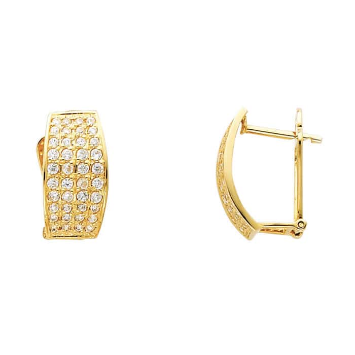14K Yellow Gold 10mm Cubic Zirconia Huggies Earrings