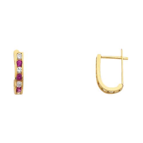 14K Yellow Gold 2mm Cubic Zirconia Huggies Earrings