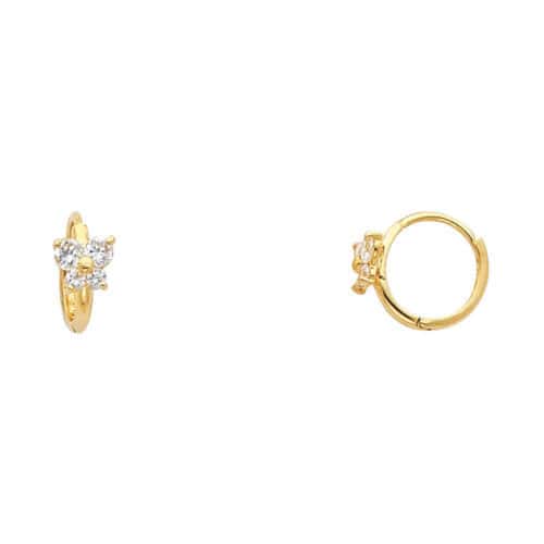 14K Yellow Gold Butterfly Cubic Zirconia Huggies Earrings