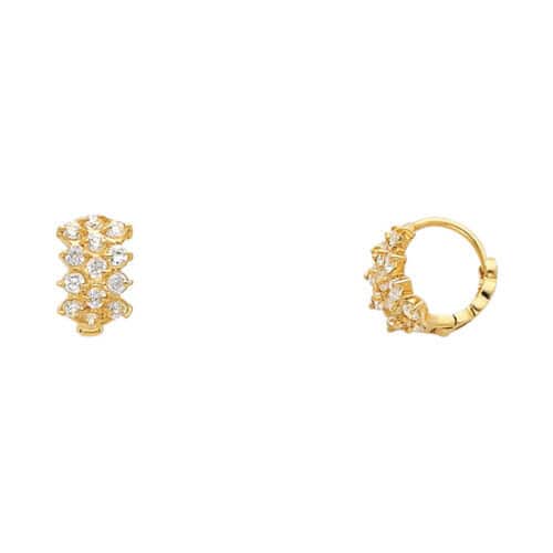 14K Yellow Gold Cubic Zirconia Huggies Earrings